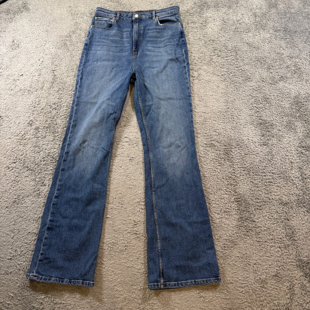 Asos Design Tall Flare Jeans 32/36 Blue High Rise Denim Long Length Pants